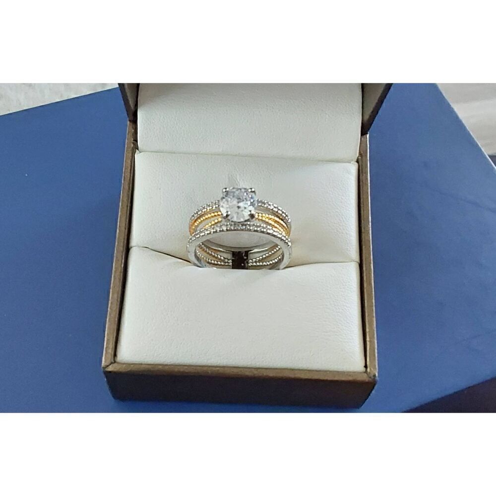 NEW~1.5 Ct. Round Cut Two-Tone Twist Highway Design Engagement/Bridal Ring Sz 7